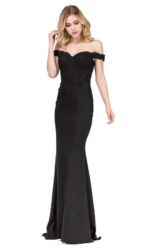 Backless Party Dresses with Rhinestone Embellishments for Ladies' Sexy LookDancing Queen - 2562 Lace Applique Off-Shoulder Fitted Prom Dress