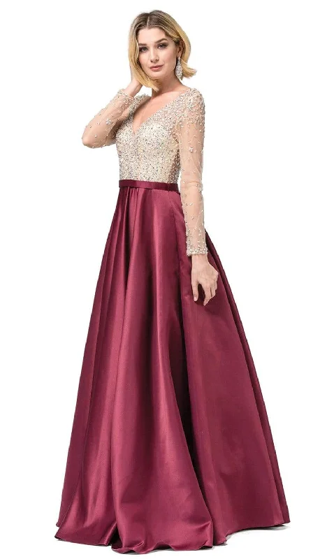 Puff Sleeve Party Dresses with Bell Bottom for Ladies' 80s Style PartyDancing Queen - 2840 Long Sleeve Beaded Satin Dress Puff Sleeve Party Dresses with Bell Bottom for Ladies' 80s Style PartyDancing Queen - 2840 Long Sleeve Beaded Satin Dress
