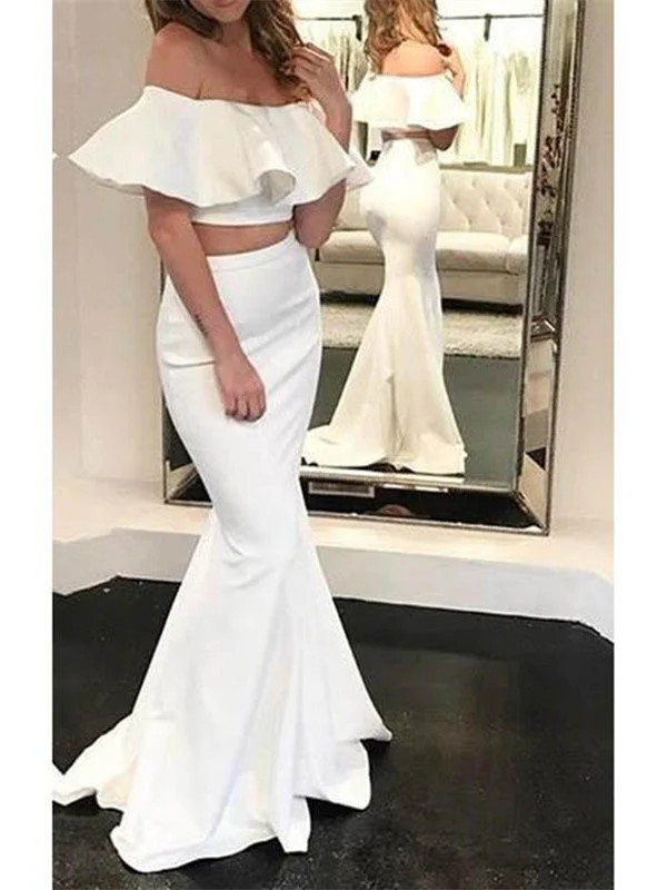 Printed Party Dresses with Abstract Patterns for Ladies' Modern Fashion SenseElegant Two Pieces Mermaid Long Prom Dresses,White Simple Dresses Printed Party Dresses with Abstract Patterns for Ladies' Modern Fashion SenseElegant Two Pieces Mermaid Long Prom Dresses,White Simple Dresses
