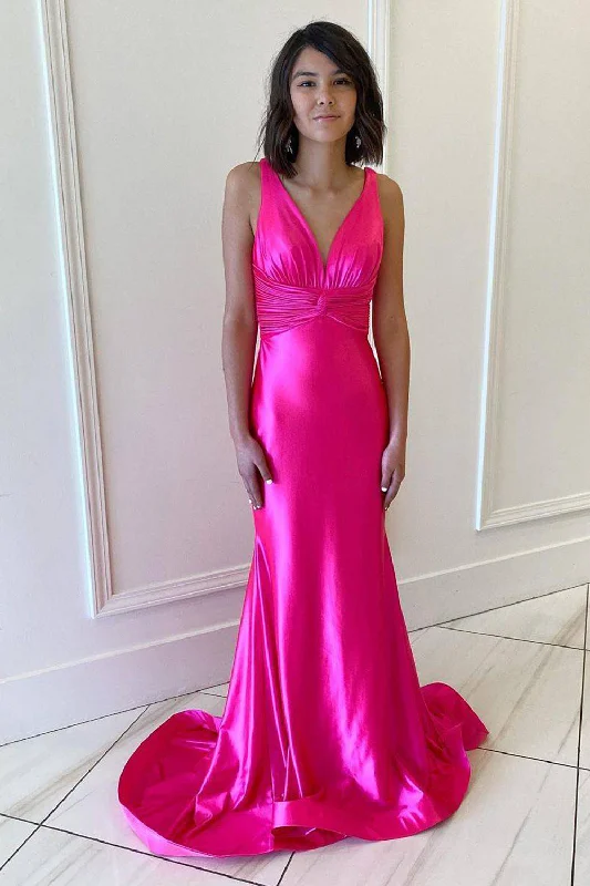 Party Dresses with Sequined Stripes and Sheer Back and Embroidered Birds for Ladies' Bold and Nature Inspired LookFuchsia Ruched Mermaid Long Prom Dress Party Dresses with Sequined Stripes and Sheer Back and Embroidered Birds for Ladies' Bold and Nature Inspired LookFuchsia Ruched Mermaid Long Prom Dress