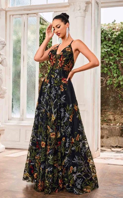 Party Dresses with Satin Trimmed Collar and Bow Back and Embroidered Skirt and Sequined Bodice for Ladies' Classic and Glamorous LookJadore J24025 Dress Party Dresses with Satin Trimmed Collar and Bow Back and Embroidered Skirt and Sequined Bodice for Ladies' Classic and Glamorous LookJadore J24025 Dress