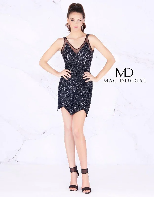 Sleeveless Party Dresses with Sequined Neckline for Ladies' Glamorous AppealMac Duggal 4085 Short Sleeveless Cocktail Dress Sleeveless Party Dresses with Sequined Neckline for Ladies' Glamorous AppealMac Duggal 4085 Short Sleeveless Cocktail Dress