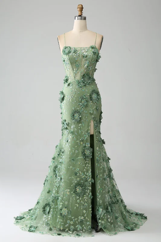 Plus Size Sequined Maxi Party Dresses for Curvy LadiesMermaid Spaghetti Straps Green Corset Prom Dress with Appliques Plus Size Sequined Maxi Party Dresses for Curvy LadiesMermaid Spaghetti Straps Green Corset Prom Dress with Appliques