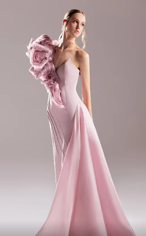 Party Dresses with Pleated Tulle Skirt and Sequined Geometric Shapes for Ladies' Princess and Modern LookMNM Couture G1532 Dress