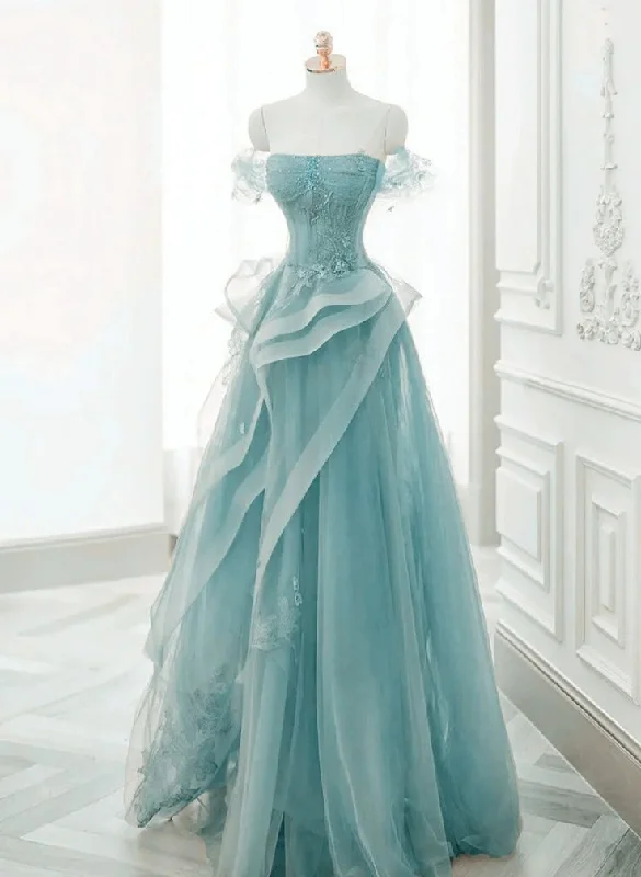 Satin Party Dresses with Floral Embroidery for Ladies' Romantic AppealOff Shoulder Lace-up Formal Dress,Blue Birthday Dress Pretty Prom Dress cg25026 Satin Party Dresses with Floral Embroidery for Ladies' Romantic AppealOff Shoulder Lace-up Formal Dress,Blue Birthday Dress Pretty Prom Dress cg25026