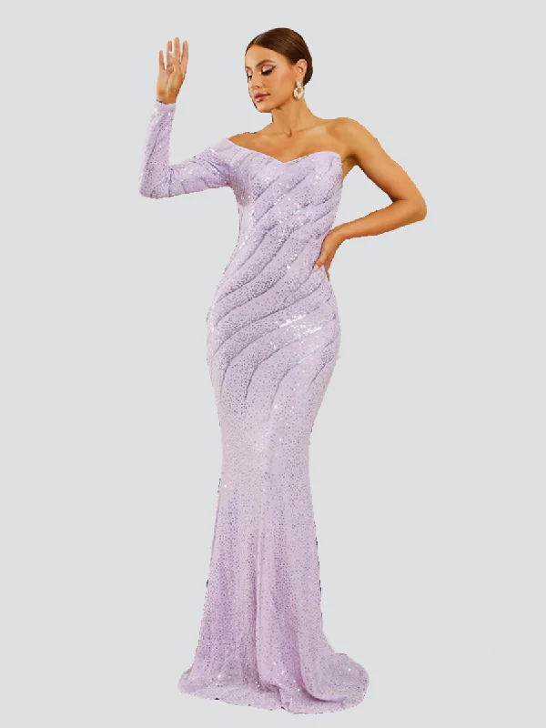 Backless Party Dresses with Rhinestone Embellishments for Ladies' Sexy LookOne Shoulder Sequin Mermaid Evening Dress RM20449 Backless Party Dresses with Rhinestone Embellishments for Ladies' Sexy LookOne Shoulder Sequin Mermaid Evening Dress RM20449