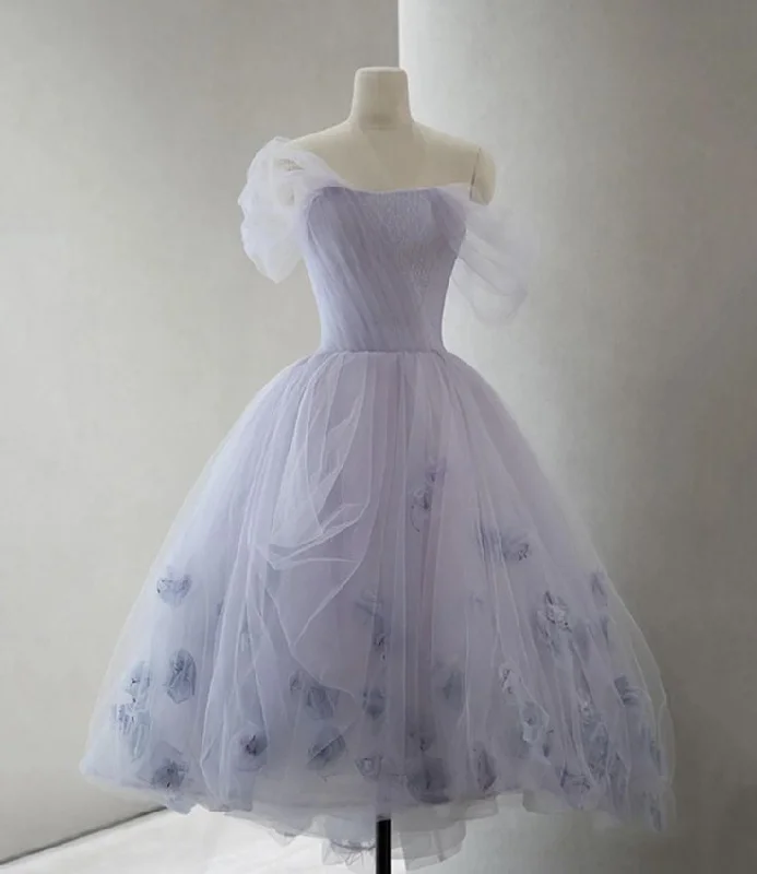Sleeveless Party Dresses with Sequined Neckline for Ladies' Glamorous AppealPurple Tulle Short Prom Dress A Line Evening Dress cg25010 Sleeveless Party Dresses with Sequined Neckline for Ladies' Glamorous AppealPurple Tulle Short Prom Dress A Line Evening Dress cg25010