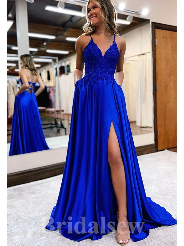 Party Dresses with Beaded Floral Wreath on the Bodice and Tulle Skirt for Ladies' Delicate and Festive LookRoyal Blue A-line Satin Spaghetti Straps Stylish Long Women Evening Prom Dresses PD871 Party Dresses with Beaded Floral Wreath on the Bodice and Tulle Skirt for Ladies' Delicate and Festive LookRoyal Blue A-line Satin Spaghetti Straps Stylish Long Women Evening Prom Dresses PD871