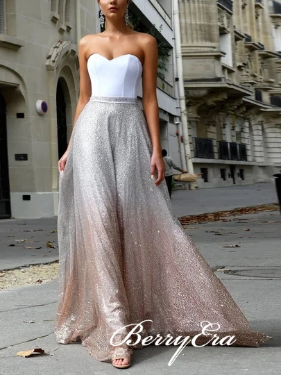 Party Dresses with Sequined Geometric Shapes and Lace and Chiffon Blend and Ruffled Sleeves for Ladies' Modern and Dramatic LookSweetheart Long A-line Gradient Sequin Prom Dresses, Silver-Champagne Gold Prom Dresses, 2020 Prom Dresses Party Dresses with Sequined Geometric Shapes and Lace and Chiffon Blend and Ruffled Sleeves for Ladies' Modern and Dramatic LookSweetheart Long A-line Gradient Sequin Prom Dresses, Silver-Champagne Gold Prom Dresses, 2020 Prom Dresses
