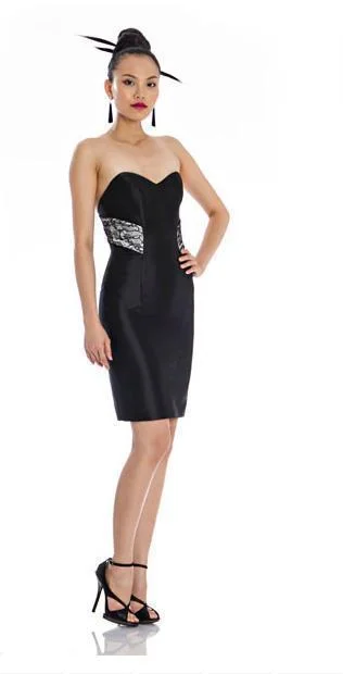Party Dresses with Sequined Dots and Sheer Skirt for Ladies' Playful and Sultry LookTheia - 881946 Strapless Satin Fitted Cocktail Dress