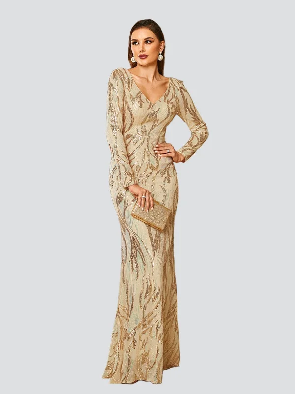 Long Party Dresses with Train for Ladies' Red Carpet EventsV-neck Backless Formal Dress RM20649