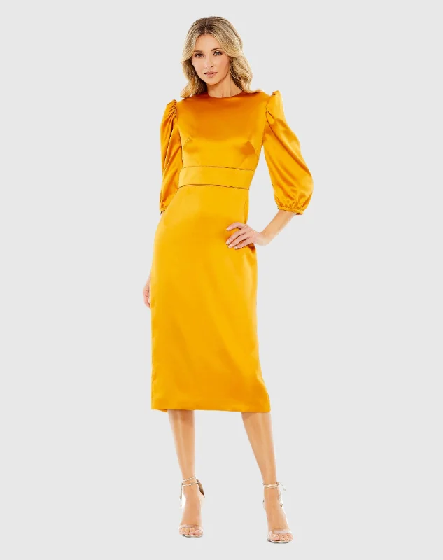 Long - train midi dress for a formal and dramatic lookHigh Neck Midi Dress