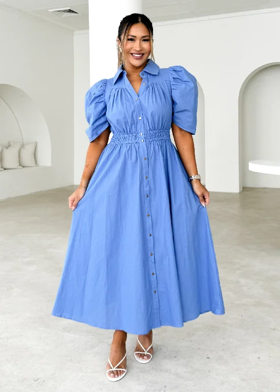 Plus size A - line midi dress with a flattering fitAriana Midi Dress - Cornflower Blue