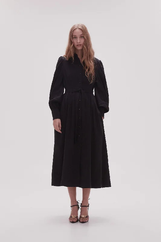 Square neck midi dress for a vintage - inspired charmBonnie Knot Sleeve Midi Dress