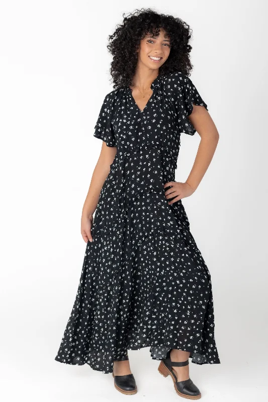 Celebrity - endorsed midi dress popularized by famous personalitiesBrass & Roe Northern Tiered Dress
