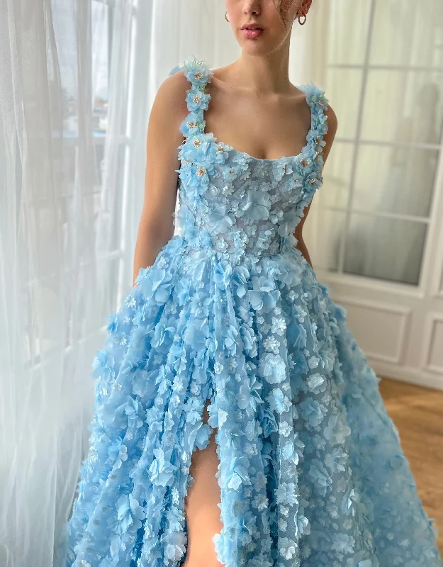 Midi dress for tall women with extra - long lengthsBrunnera Blossom Gown