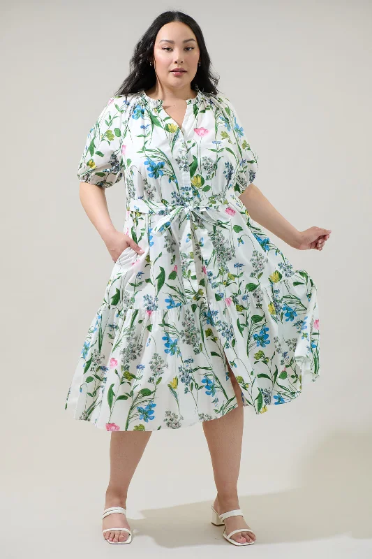 Trumpet - style midi dress for a flared and stylish silhouetteClove Garden Floral Wynette Tiered Midi Dress Curve