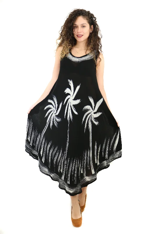 Turtleneck midi dress for a sophisticated and elegant stylePalm Tree Print Midi Rayon Sundress