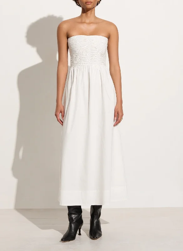 Satin midi dress for a smooth and shiny finishDominquez Midi Dress White