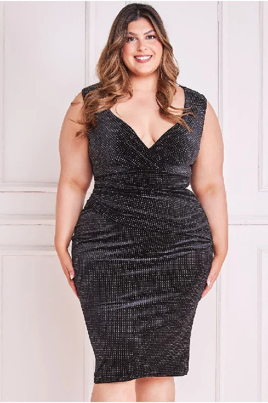 90s - inspired grunge midi dress with a casual and edgy lookGoddiva Plus Sparkle Off The Shoulder Midi - Black