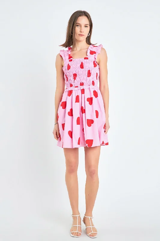recycled material mini dressesHeart Shape Smocked Mini Dress