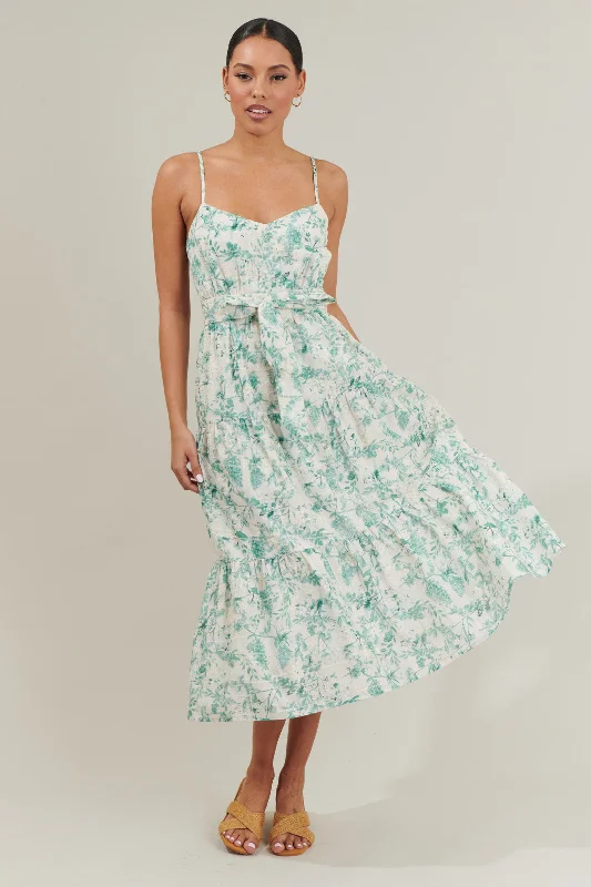 Bell - sleeve midi dress for a bohemian and stylish appearanceJaya Floral Tiered Midi Dress