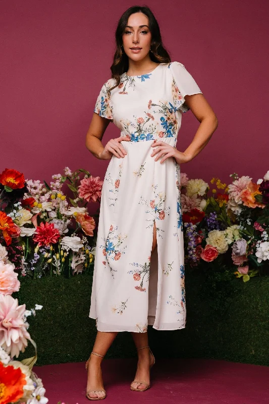 Zip - front midi dress for easy on - and - off convenienceKirsten Midi Dress | Cream Floral