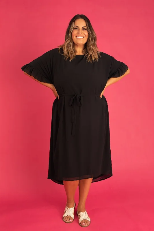 Velvet midi dress for a luxurious and soft feelAria Midi Dress Black