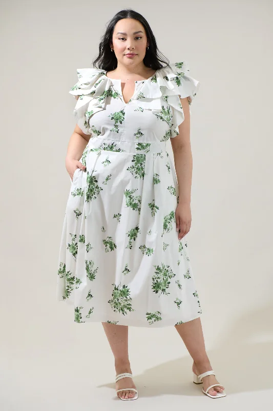 Color - block midi dress for a bold and contemporary statementRia Floral Santana Tie Back Midi Dress Curve