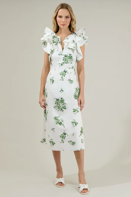 Linen midi dress for a breathable and casual summer optionRia Floral Santana Tie Back Midi Dress