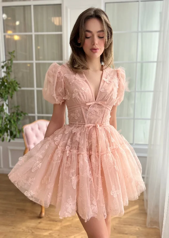 Bishop - sleeve midi dress for a vintage - inspired and elegant styleRosette Papillon Mini Dress