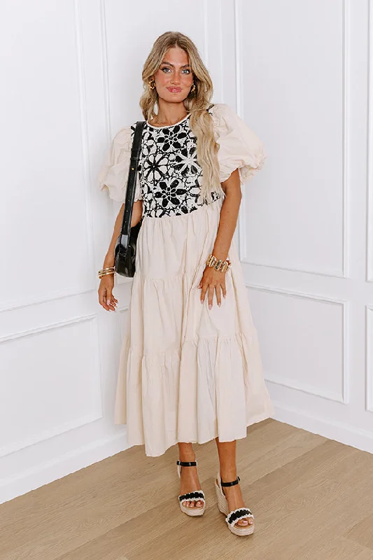 Designer - brand midi dress with a high - end labelSouthern Smiles Crochet Midi in French Vanilla