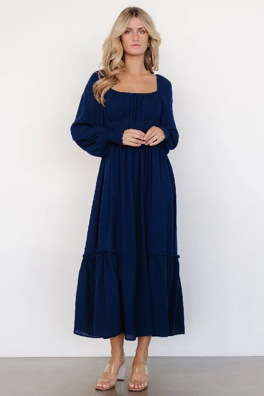 Midi dress for evening events when paired with the right accessoriesVienna Long Sleeve Dress | Navy