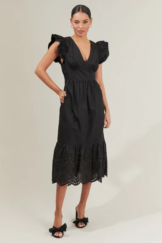 Midi dress for a dance party to show off your movesZayla Poplin Eyelet Midi Dress